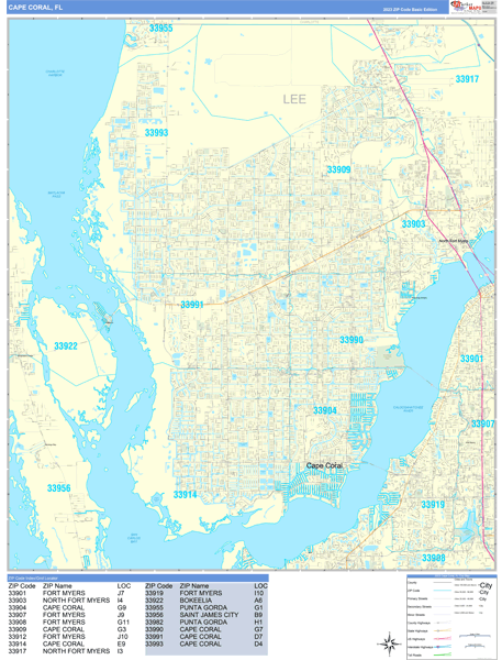 Cape Coral City Digital Map Basic Style